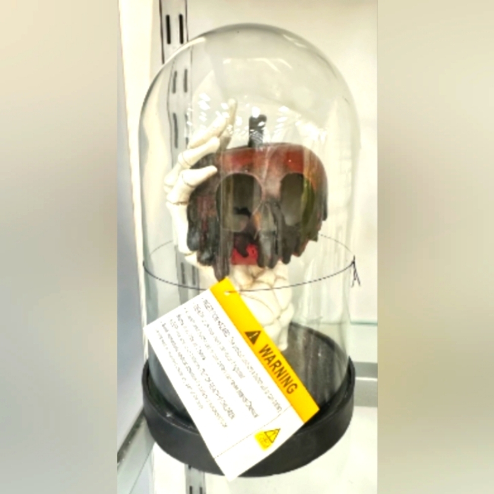 Skeleton hand poison apple led cloche , poison apple cloche,  light up apple
